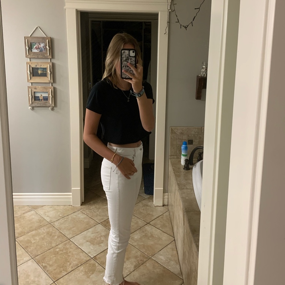 Womens White Ankle Length Cropped Gap Jeans Size 4